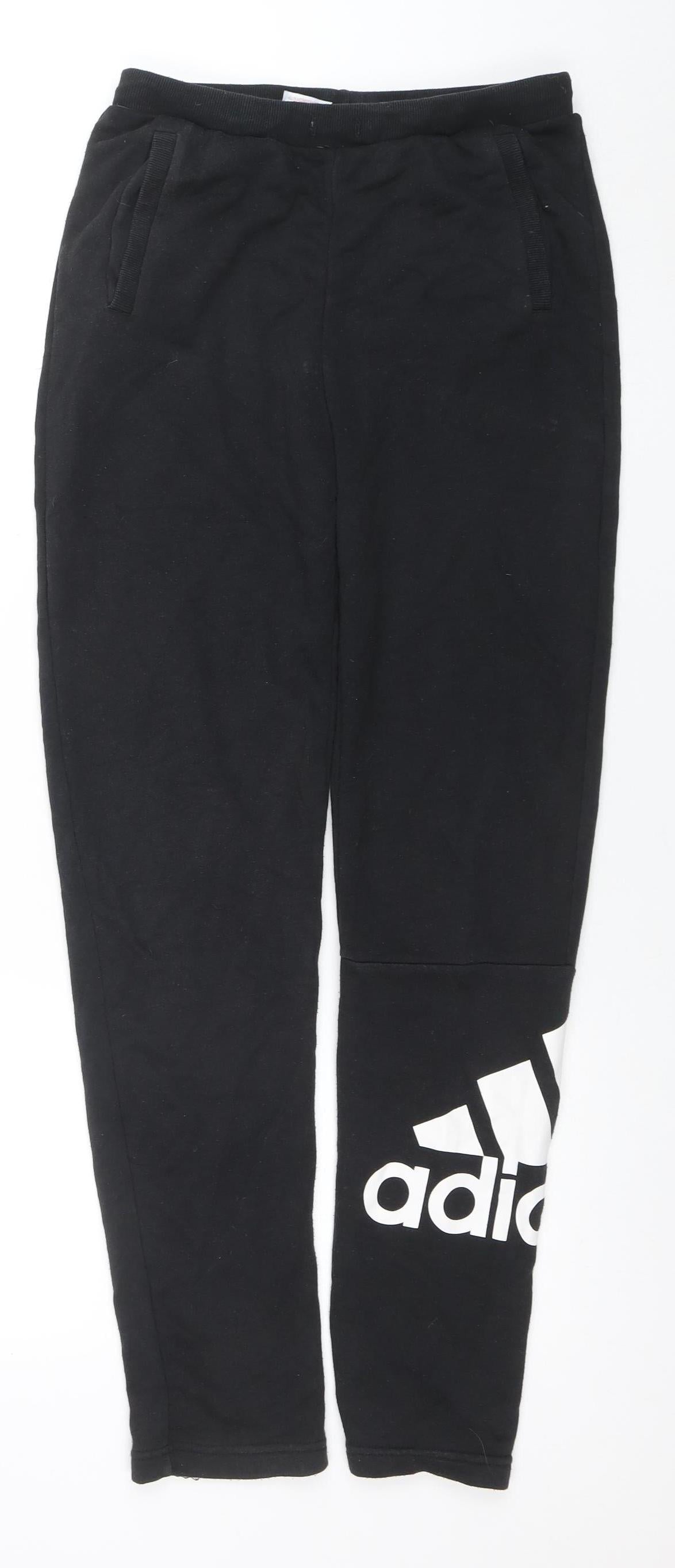 adidas Boys Black 14 Years Jogger Trousers Cotton Blend Activewear