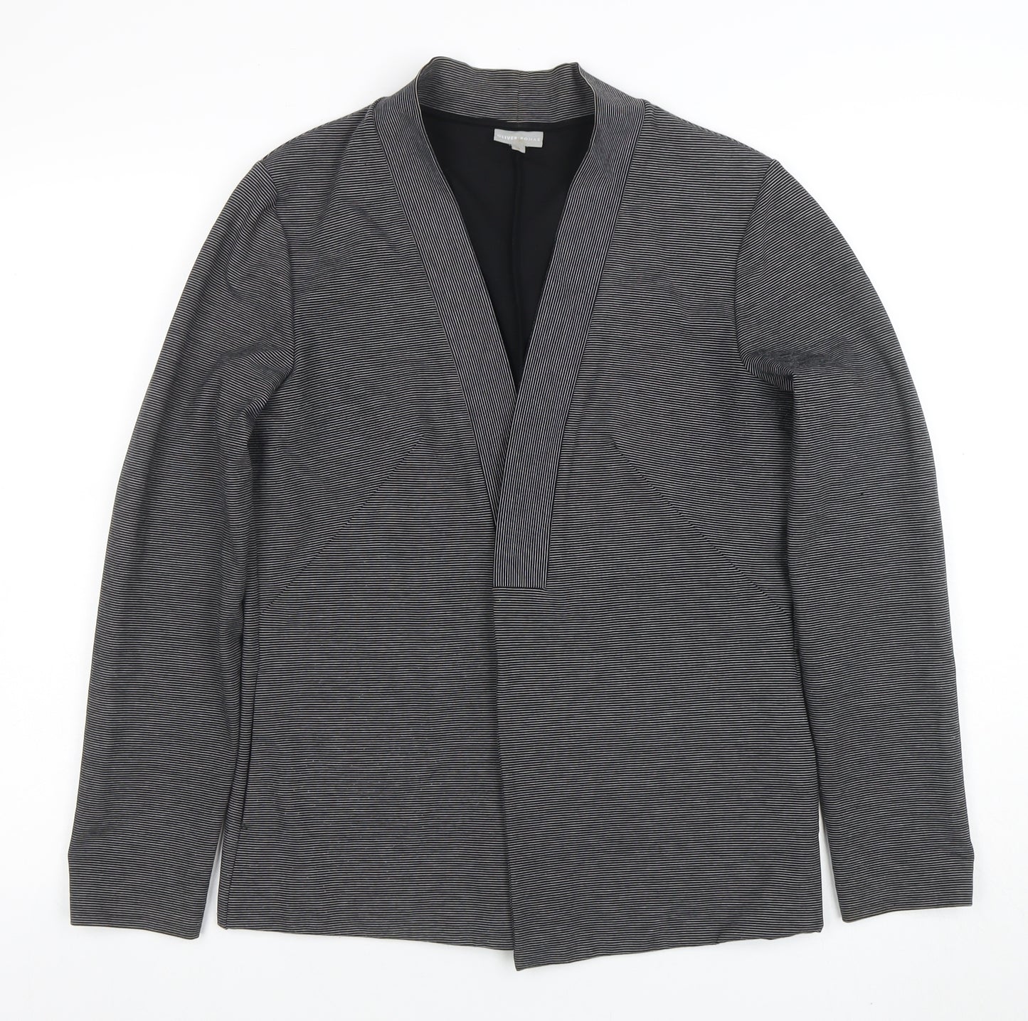 Oliver Bonas Women's Grey Size 12 Shawl Collar Stretch Blazer