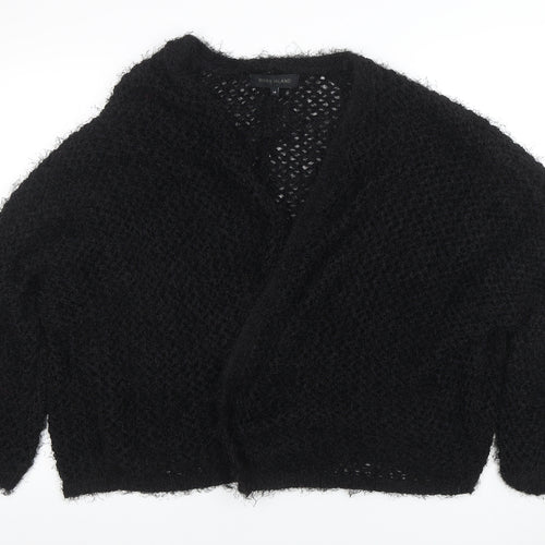 River Island Women’s Black Open Knit Cardigan Size 14 Relaxed Fit