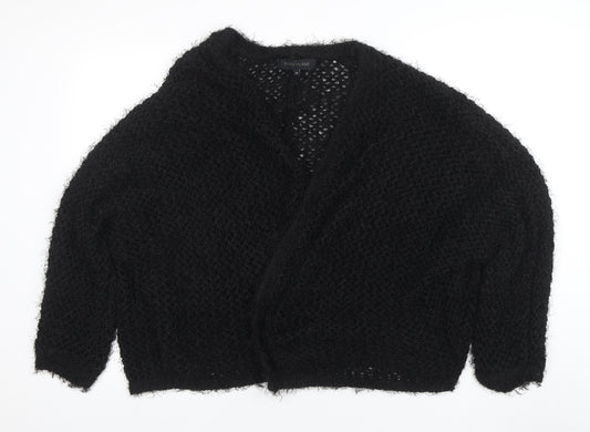 River Island Women’s Black Open Knit Cardigan Size 14 Relaxed Fit
