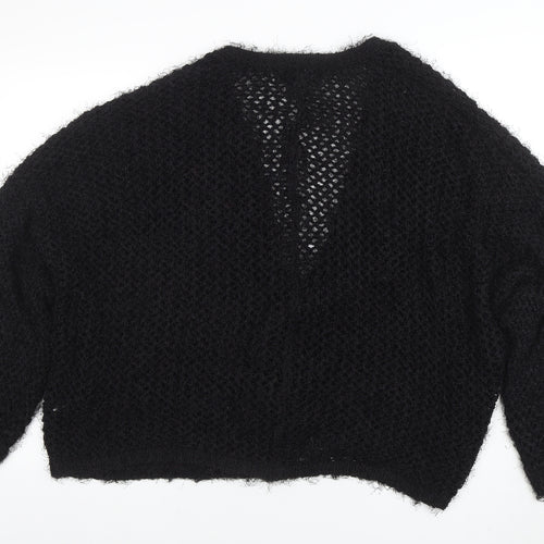 River Island Women’s Black Open Knit Cardigan Size 14 Relaxed Fit