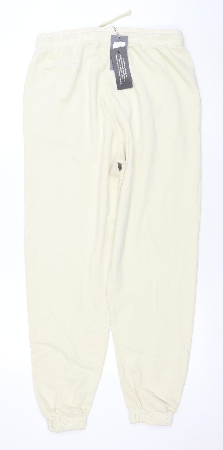 Gym King Women Beige Cotton Jogger Sweatpants L 100% Cotton Activewear