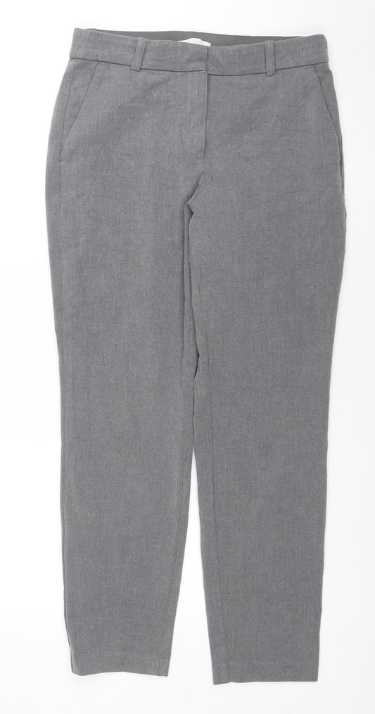 H&M Women Grey Trousers Size 12 Straight Leg Casual