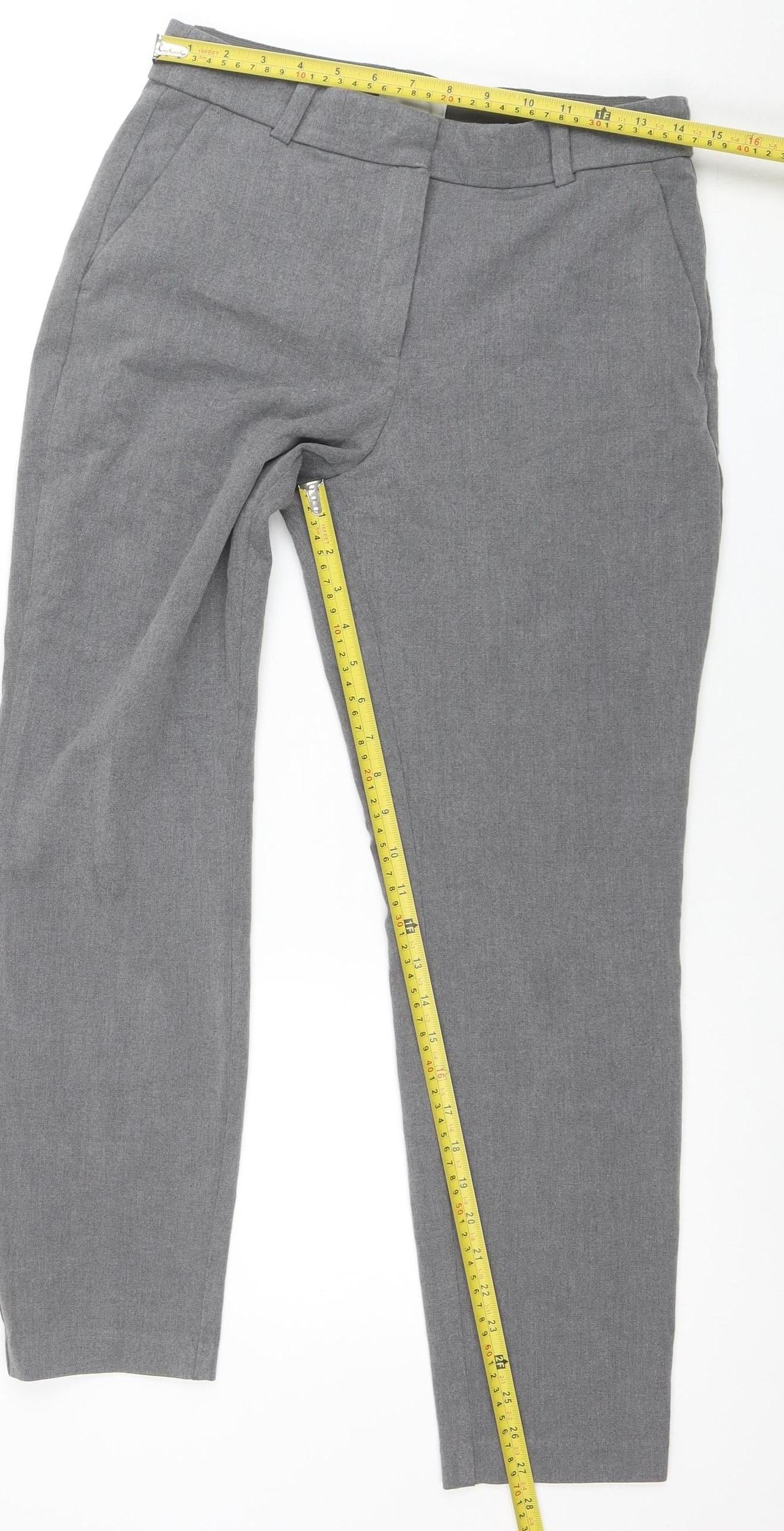 H&M Women Grey Trousers Size 12 Straight Leg Casual