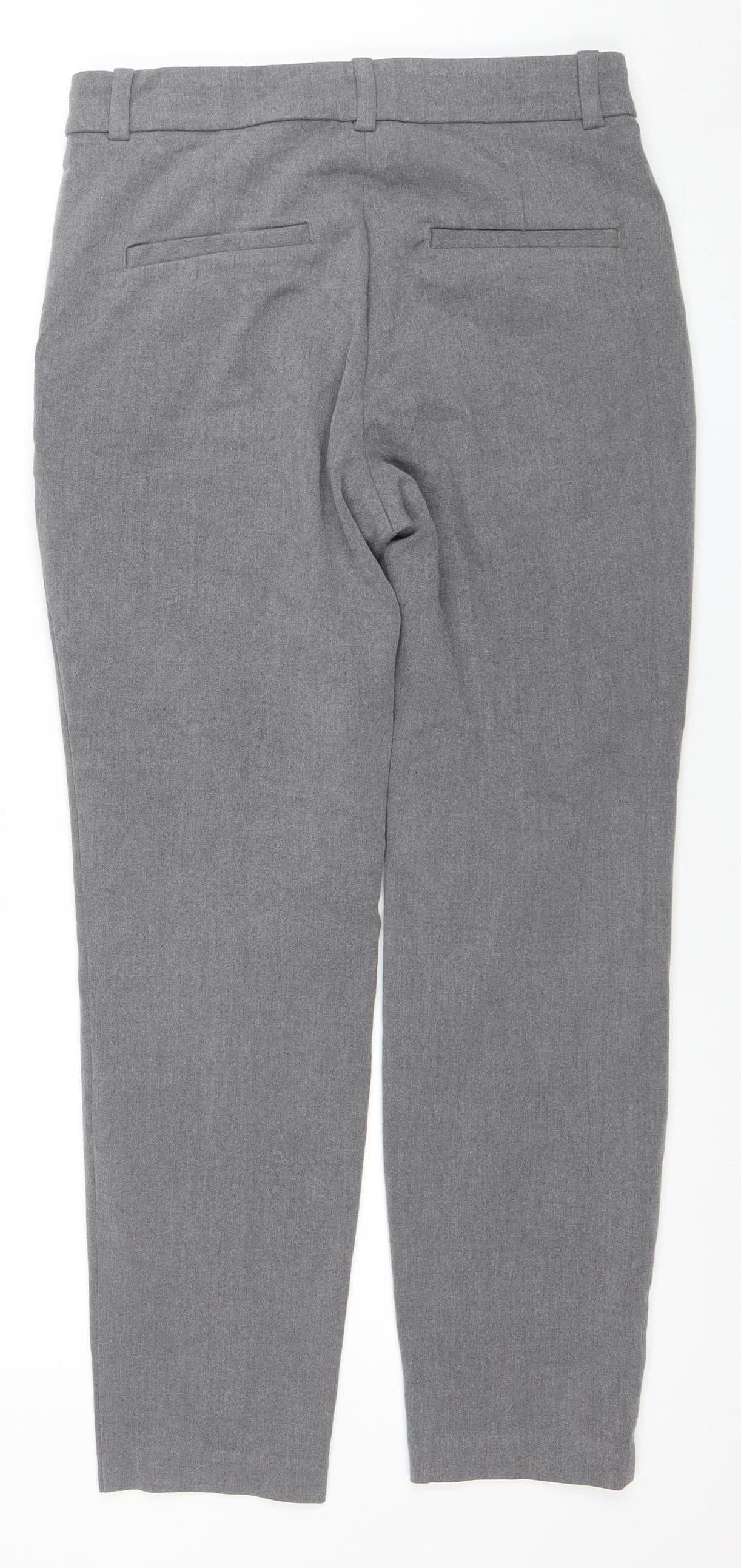 H&M Women Grey Trousers Size 12 Straight Leg Casual