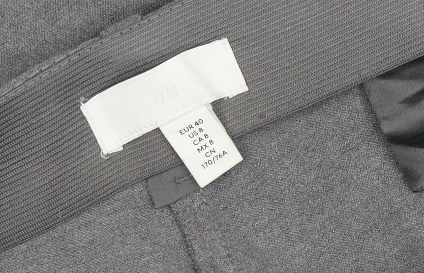 H&M Women Grey Trousers Size 12 Straight Leg Casual