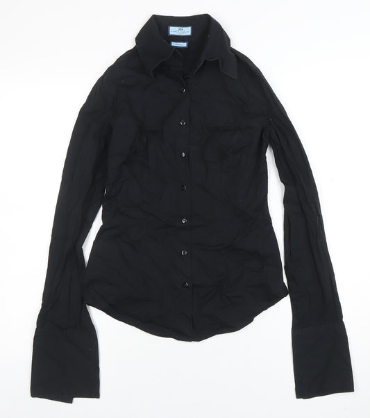 Hawes & Curtis Women Black Slim Fit Button-Up Shirt UK 8
