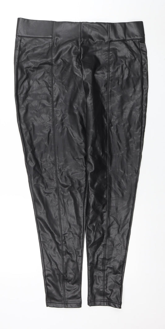 Marks and Spencer Women’s Black Faux Leather Stretch Leggings Size 16