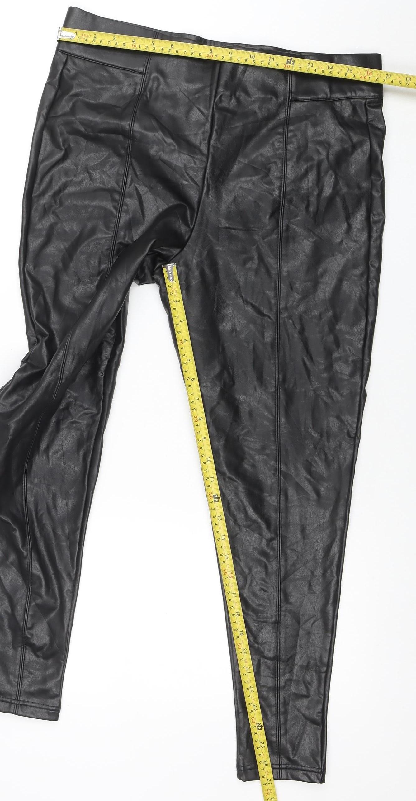 Marks and Spencer Women’s Black Faux Leather Stretch Leggings Size 16