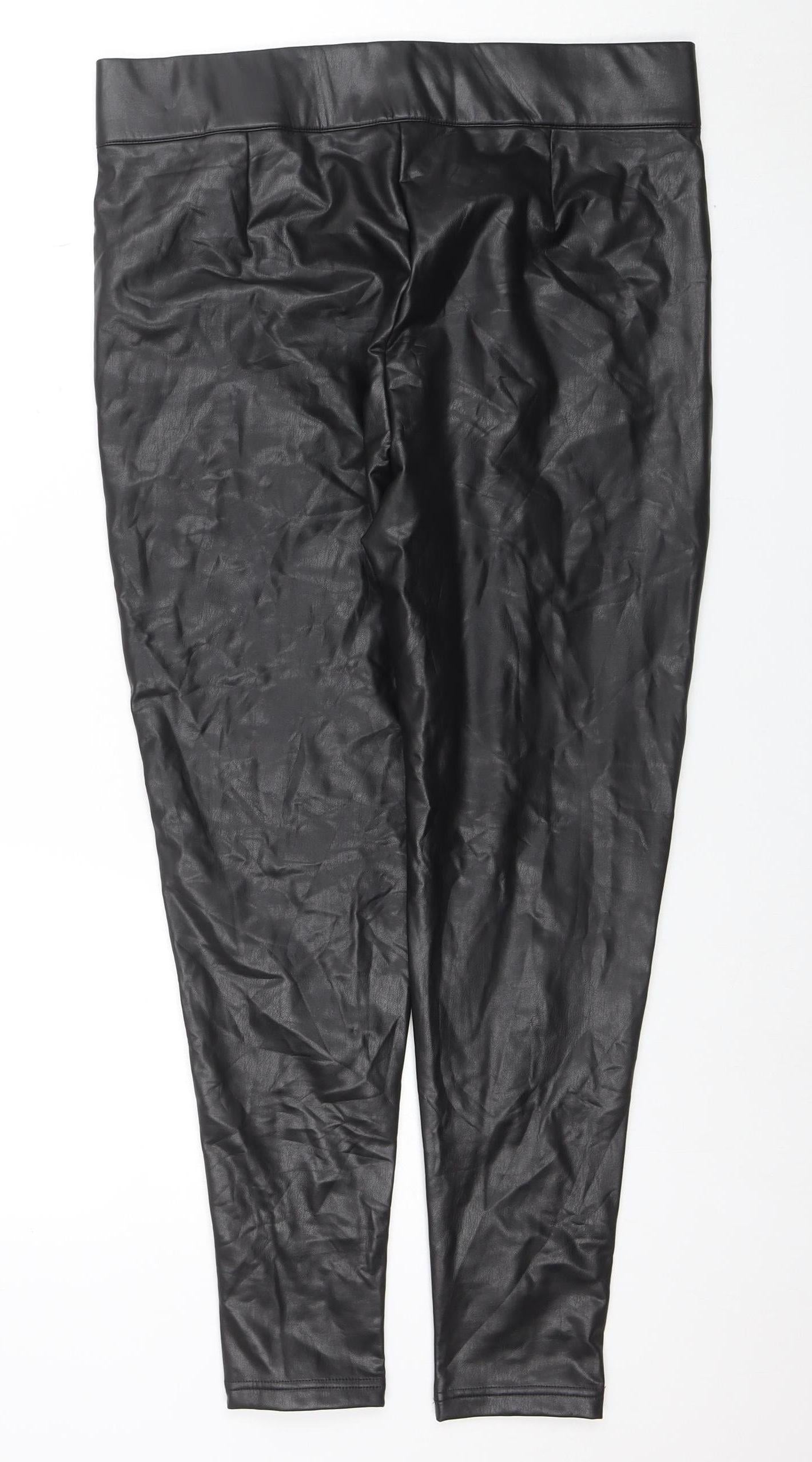 Marks and Spencer Women’s Black Faux Leather Stretch Leggings Size 16