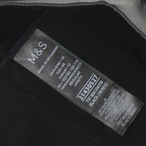 Marks and Spencer Women’s Black Faux Leather Stretch Leggings Size 16