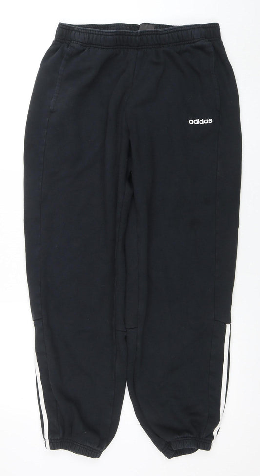 Adidas Womens Black Joggers L Regular Fit Cotton Blend Sports Trousers