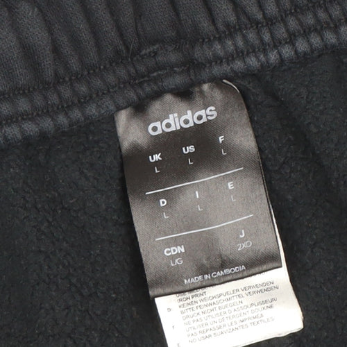 Adidas Womens Black Joggers L Regular Fit Cotton Blend Sports Trousers