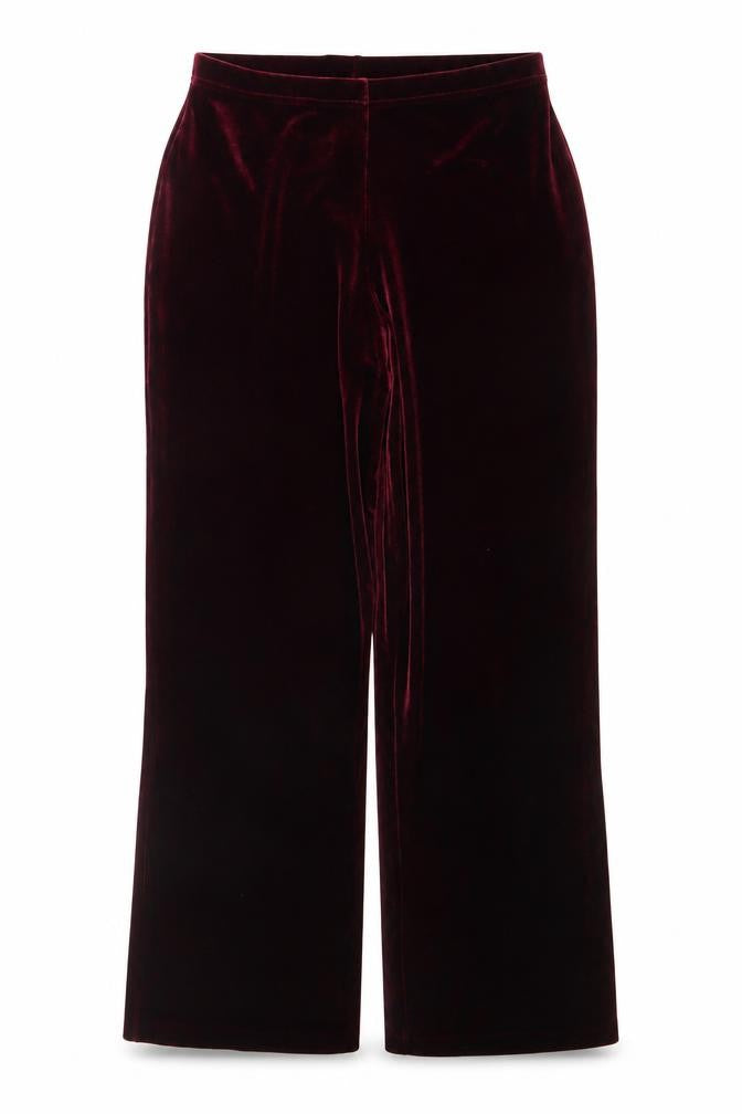 Front view of Marks & Spencer Women's Red Velvet Stretch Leggings, size 12