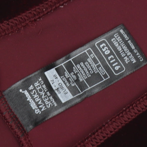 Marks and Spencer Women's Red Velvet Stretch Leggings Size 12