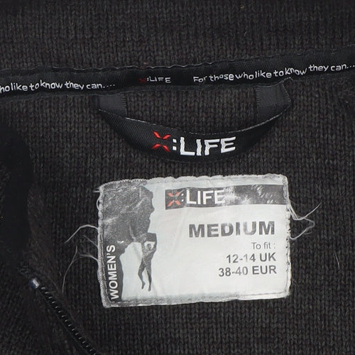 X-Life Women's Black Full Zip Fleece Jacket Size M 12-14