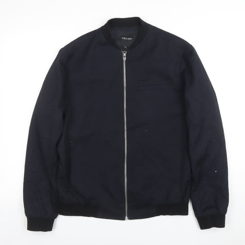 Villain Men's Black Small Bomber Jacket with Full Zip
