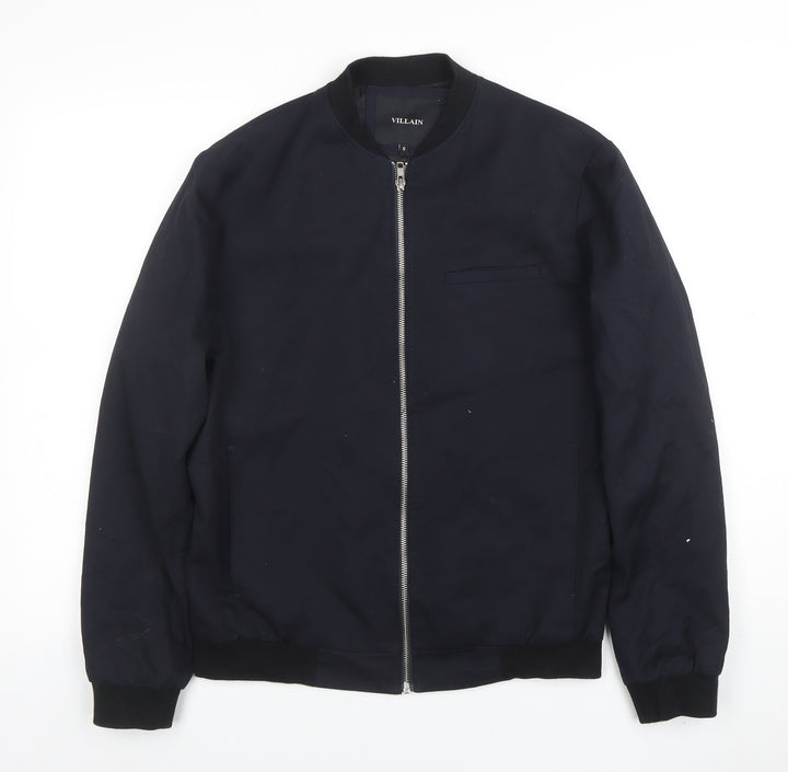 Villain Men's Black Small Bomber Jacket with Full Zip