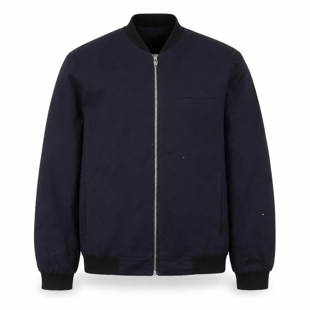 Front view of Villain Men's Black Small Bomber Jacket with Full Zip