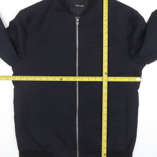 Villain Men's Black Small Bomber Jacket with Full Zip
