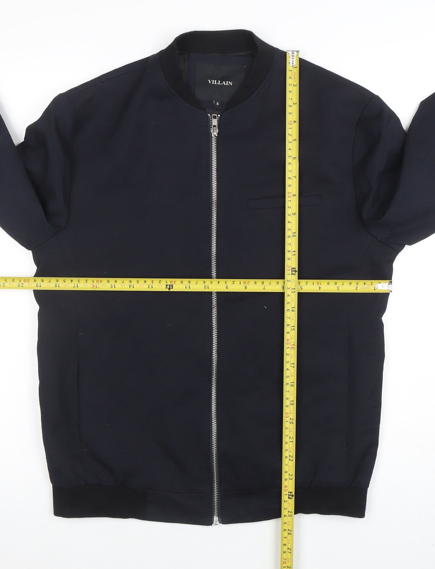 Villain Men's Black Small Bomber Jacket with Full Zip