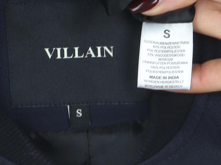 Villain Men's Black Small Bomber Jacket with Full Zip
