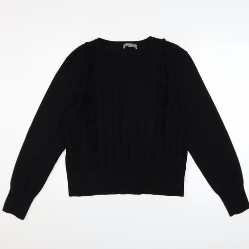 Oasis Women Black XL Pullover Jumper with Cable Detail