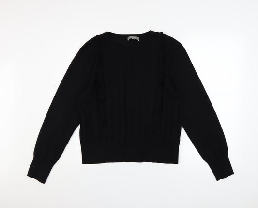 Oasis Women Black XL Pullover Jumper with Cable Detail