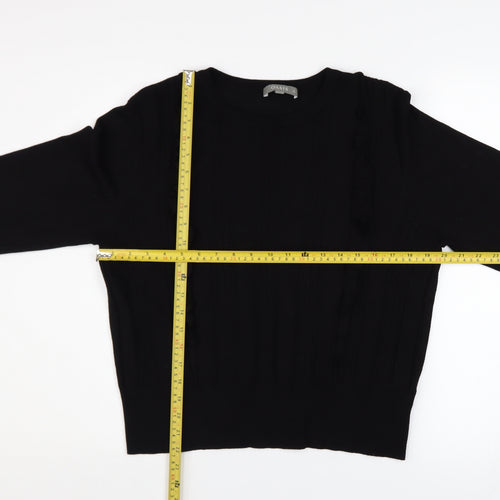 Oasis Women Black XL Pullover Jumper with Cable Detail