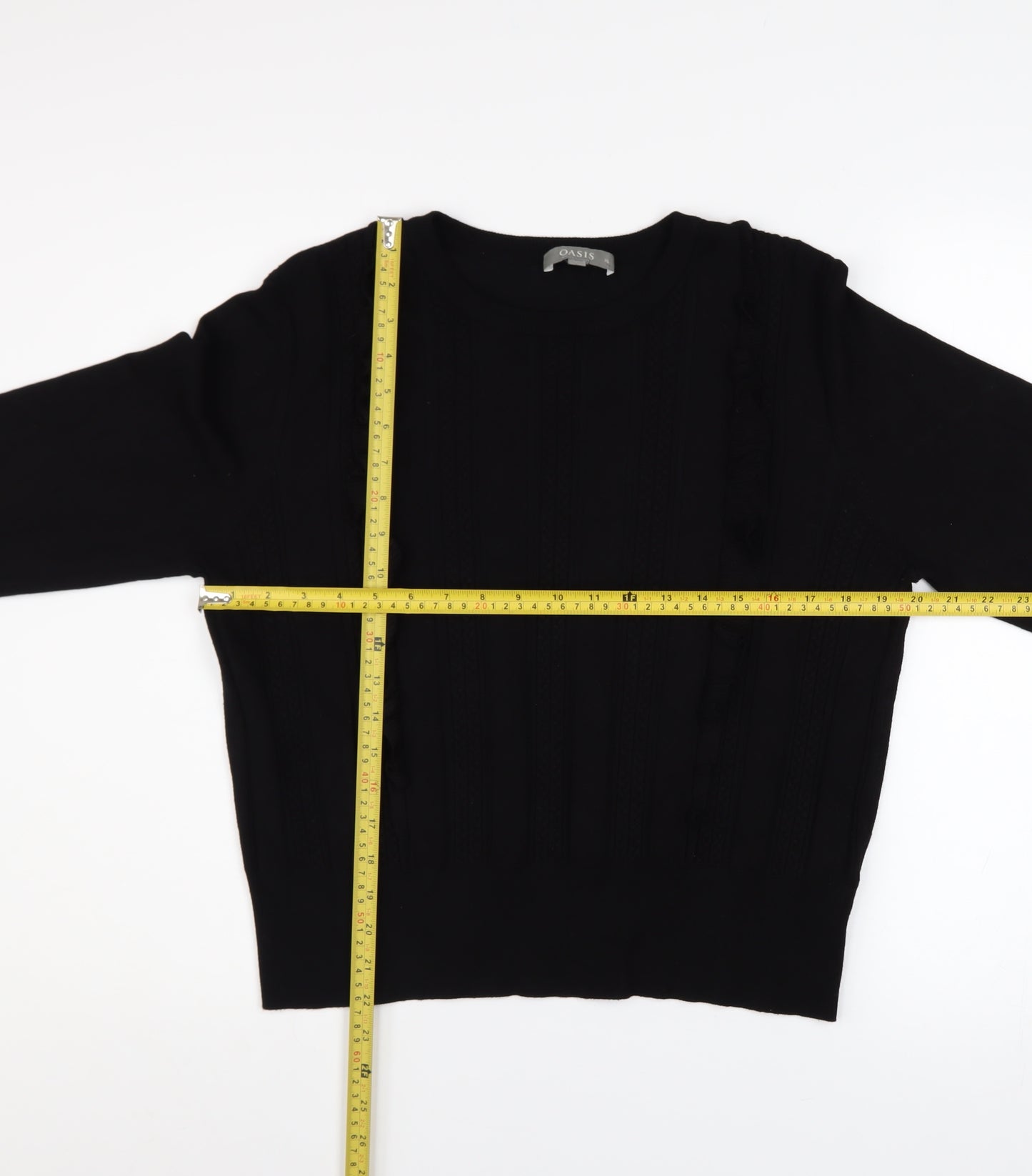 Oasis Women Black XL Pullover Jumper with Cable Detail