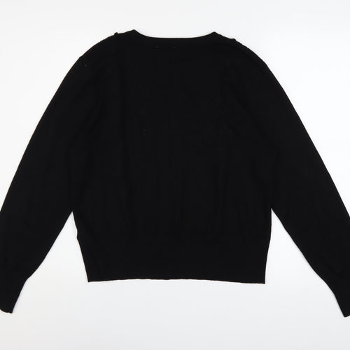 Oasis Women Black XL Pullover Jumper with Cable Detail