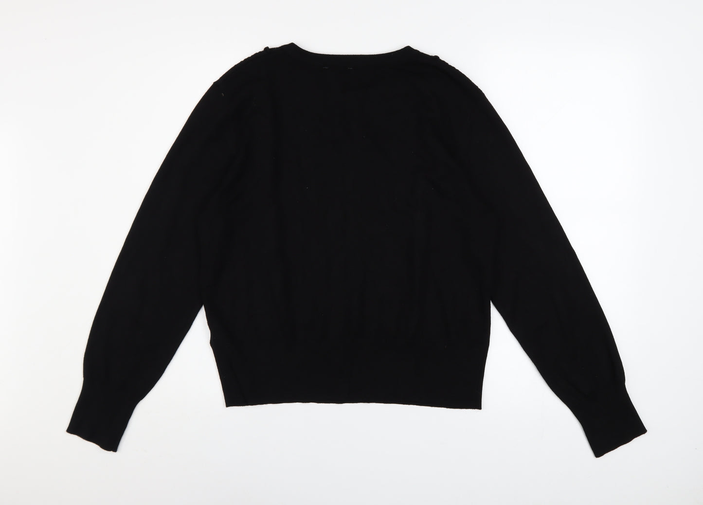 Oasis Women Black XL Pullover Jumper with Cable Detail