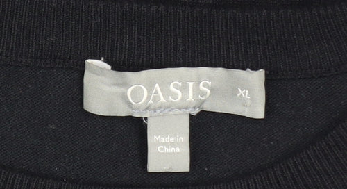 Oasis Women Black XL Pullover Jumper with Cable Detail