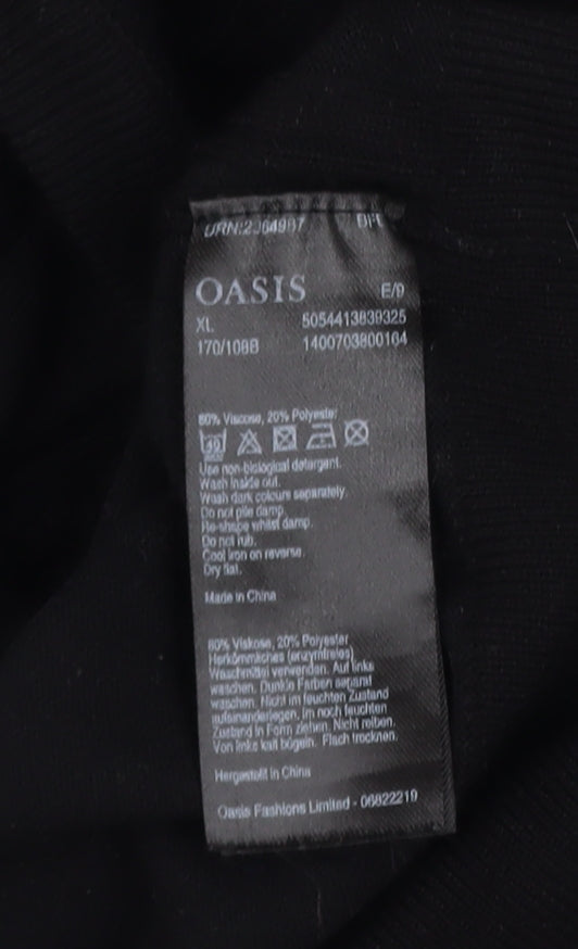 Oasis Women Black XL Pullover Jumper with Cable Detail