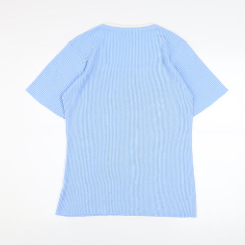 Daxon Womens Blue Short Sleeve Knit Square Neck Top Size 14/16