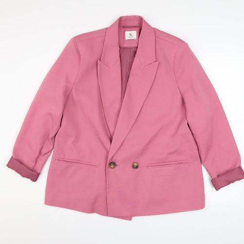 Tu Women Pink Size 14 Blazer Jacket Lined Button Front
