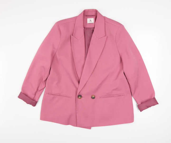 Tu Women Pink Size 14 Blazer Jacket Lined Button Front