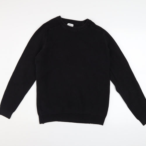 Next Men’s Black Cotton Waffle Knit Pullover Jumper Size L