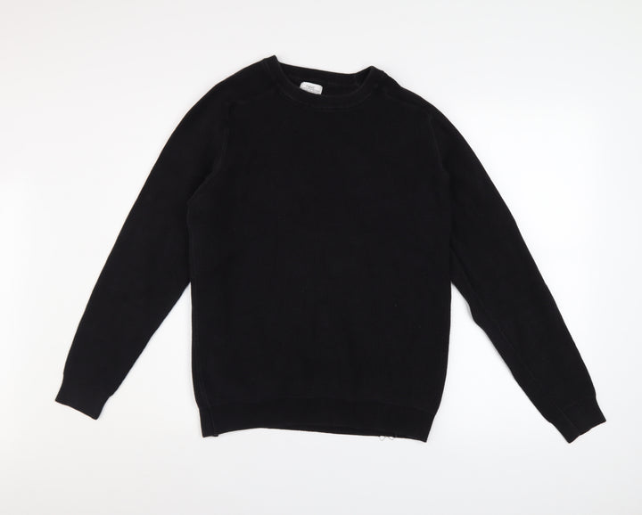 Next Men’s Black Cotton Waffle Knit Pullover Jumper Size L