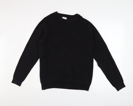 Next Men’s Black Cotton Waffle Knit Pullover Jumper Size L