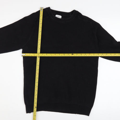 Next Men’s Black Cotton Waffle Knit Pullover Jumper Size L