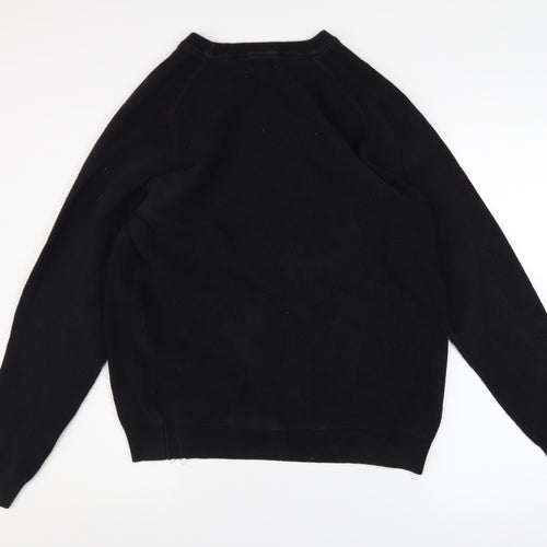 Next Men’s Black Cotton Waffle Knit Pullover Jumper Size L