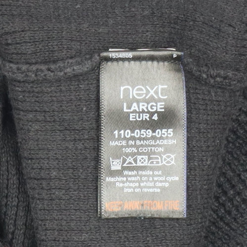 Next Men’s Black Cotton Waffle Knit Pullover Jumper Size L