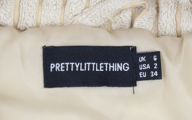 PrettyLittleThing Womens Beige Corduroy Puffer Jacket Size 6