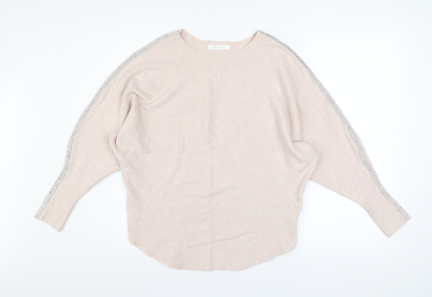 MC LORENTE Women's Beige Beaded Pullover Knit Jumper One Size