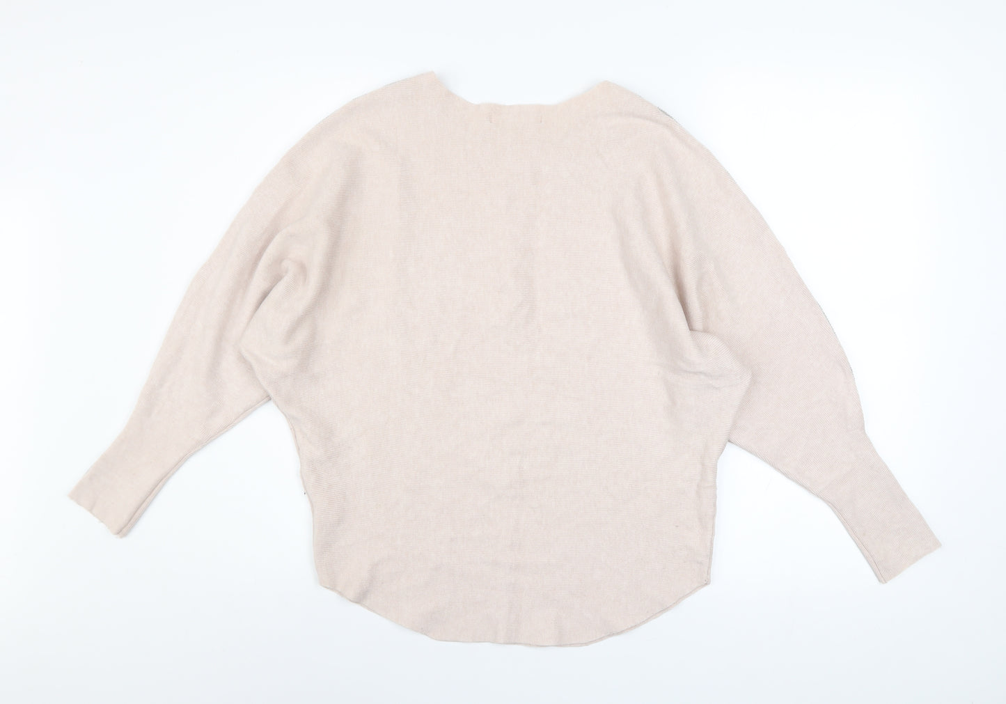 MC LORENTE Women's Beige Beaded Pullover Knit Jumper One Size