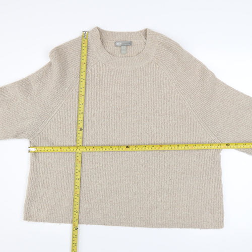 ASOS Women Beige Crew Neck Long Sleeve Relaxed Knit Jumper Size 14