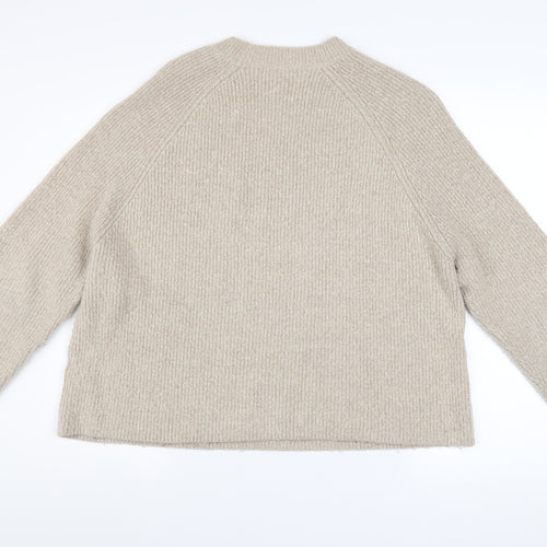 ASOS Women Beige Crew Neck Long Sleeve Relaxed Knit Jumper Size 14