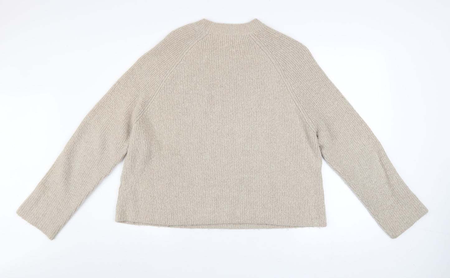 ASOS Women Beige Crew Neck Long Sleeve Relaxed Knit Jumper Size 14