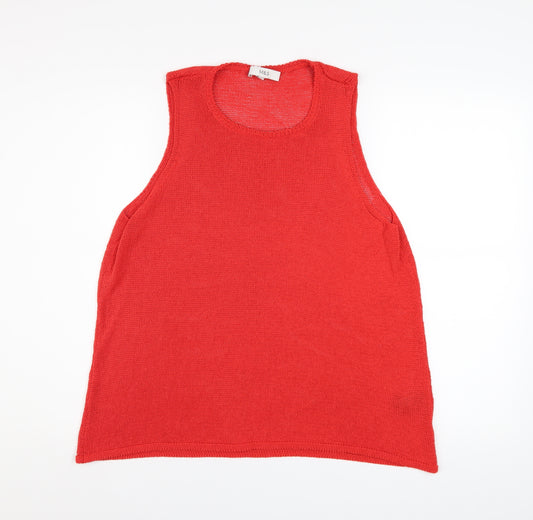 Marks and Spencer Women's Red Knit Sleeveless Tank Top Medium